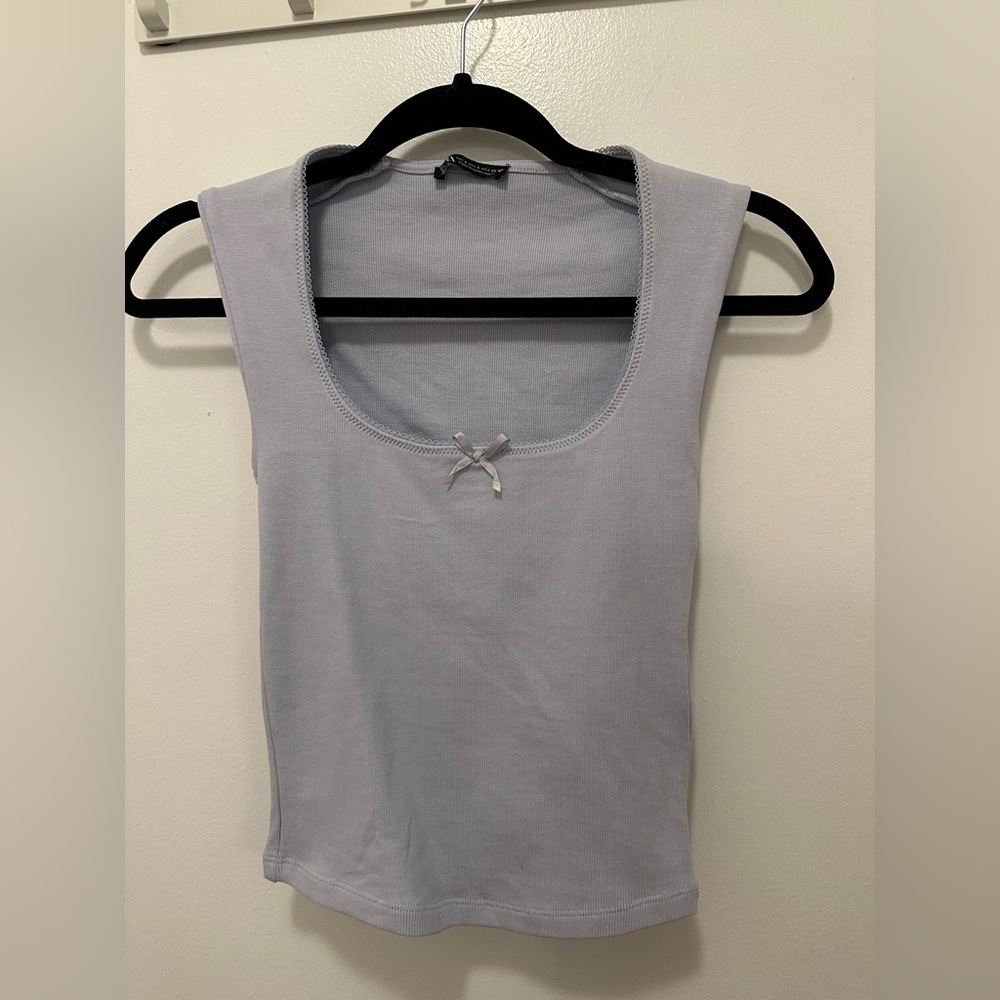 Zara Light Blue Tank Top with Bow Detail